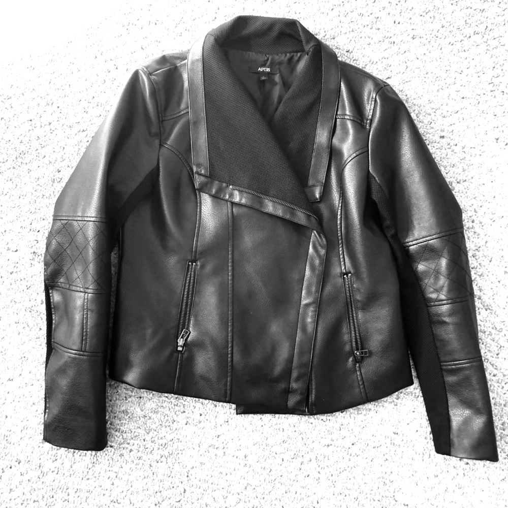 Apt 9 Black Leather Jkt - Size L